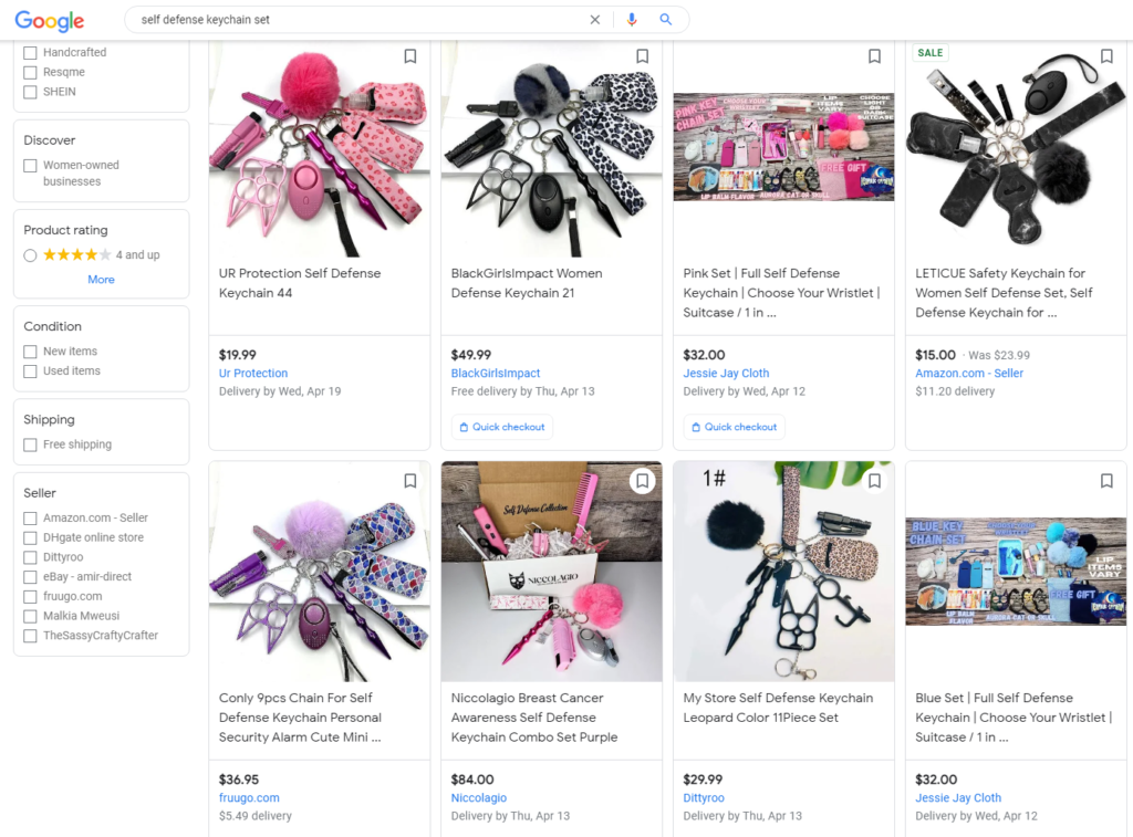 self defense keychain prices on Google Shopping